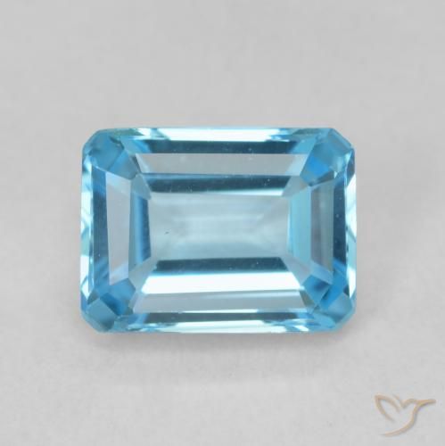 2.00ct Натуральный Свисс-Блю Топаз, Изумрудная огранка, VVS-VS