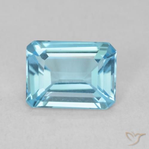 1.70ct Натуральный Свисс-Блю Топаз, Изумрудная огранка, VVS-VS