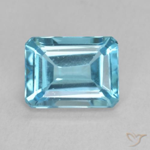 1.98ct Натуральный Свисс-Блю Топаз, Изумрудная огранка, VVS-VS