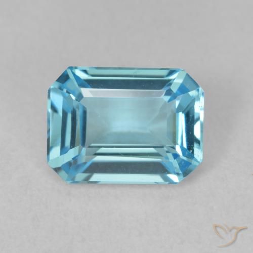 1.86ct Натуральный Свисс-Блю Топаз, Изумрудная огранка, VVS-VS