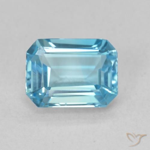 2.03ct Натуральный Свисс-Блю Топаз, Изумрудная огранка, Чистота VVS