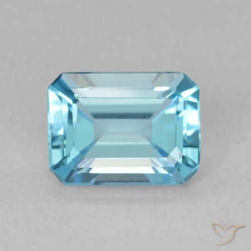 1.74ct Натуральный Свисс-Блю Топаз, Изумрудная огранка, Чистота VVS