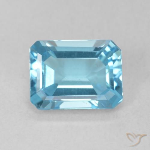 1.74ct Натуральный Свисс-Блю Топаз, Изумрудная огранка, VVS-VS
