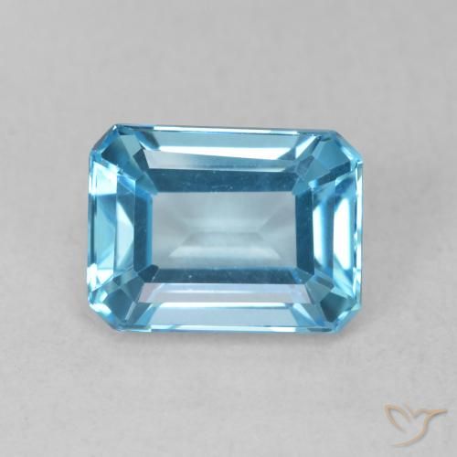 2.04ct Натуральный Свисс-Блю Топаз, Изумрудная огранка, VVS-VS
