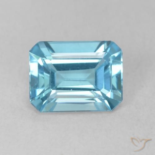 1.81ct Натуральный Свисс-Блю Топаз, Изумрудная огранка, VVS-VS