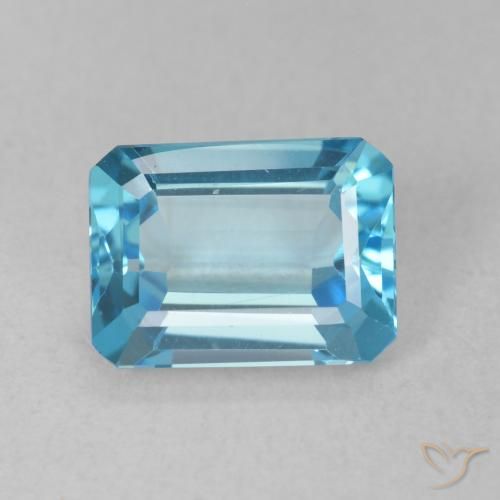 1.86ct Натуральный Свисс-Блю Топаз, Изумрудная огранка, VVS-VS