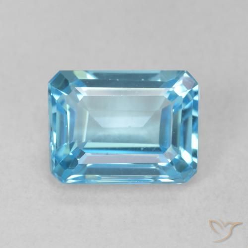 2.05ct Натуральный Свисс-Блю Топаз, Изумрудная огранка, VVS-VS