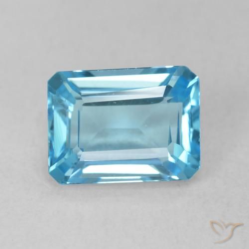 2.06ct Натуральный Свисс-Блю Топаз, Изумрудная огранка, VVS-VS
