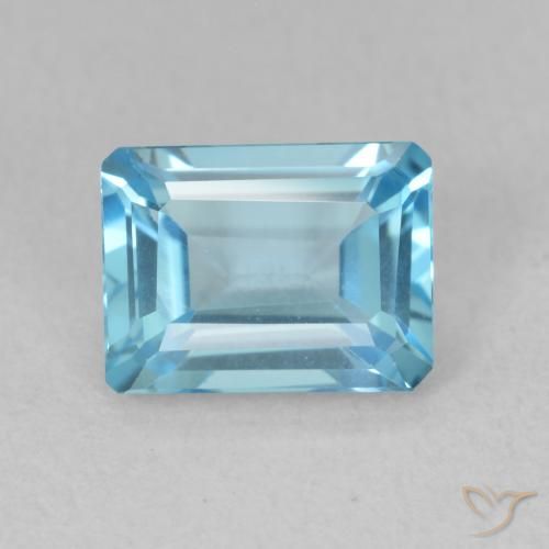 1.91ct Натуральный Свисс-Блю Топаз, Изумрудная огранка, Чистота VVS