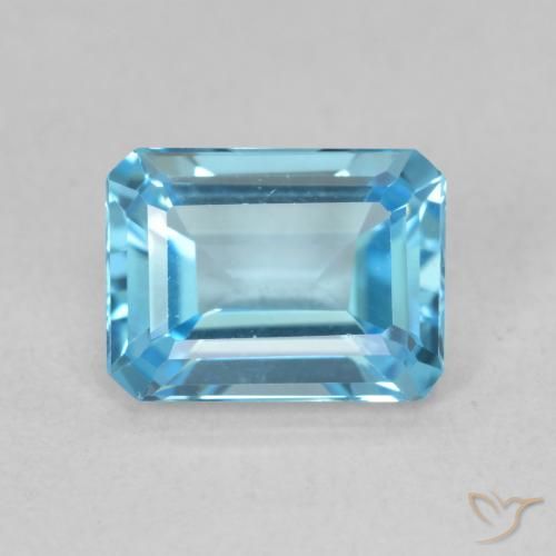 1.85ct Натуральный Свисс-Блю Топаз, Изумрудная огранка, Чистота VVS