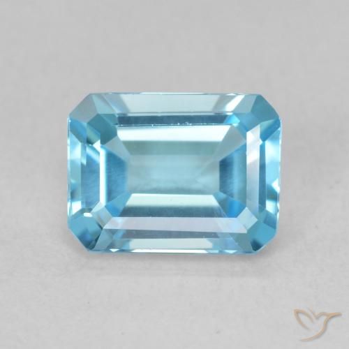 1.93ct Натуральный Свисс-Блю Топаз, Изумрудная огранка, Чистота VVS
