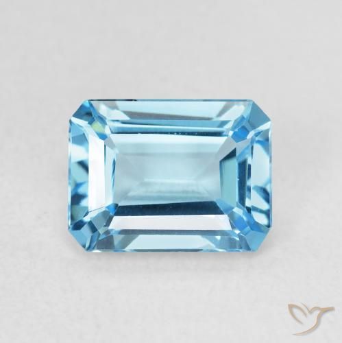 1.84ct Натуральный Свисс-Блю Топаз, Изумрудная огранка, Чистота VVS