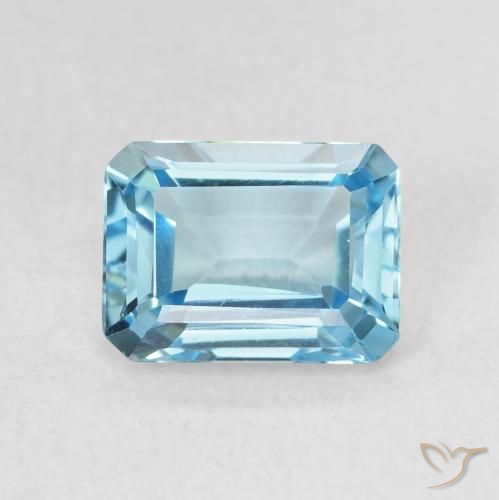 1.93ct Натуральный Свисс-Блю Топаз, Изумрудная огранка, Чистота VVS