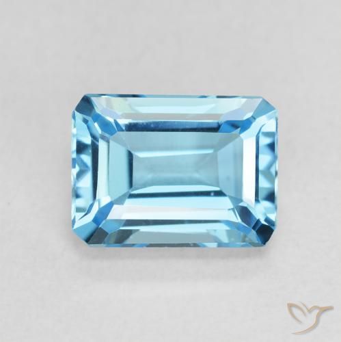 2.04ct Натуральный Свисс-Блю Топаз, Изумрудная огранка, Чистота VVS
