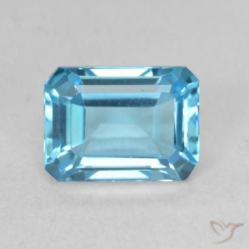 2.18ct Натуральный Свисс-Блю Топаз, Изумрудная огранка, Чистота VVS