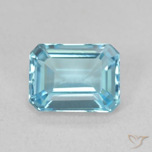 1.87ct Натуральный Светло-синий Топаз, Изумрудная огранка, Чистота VVS