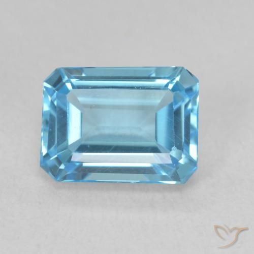2.09ct Натуральный Свисс-Блю Топаз, Изумрудная огранка, Чистота VVS