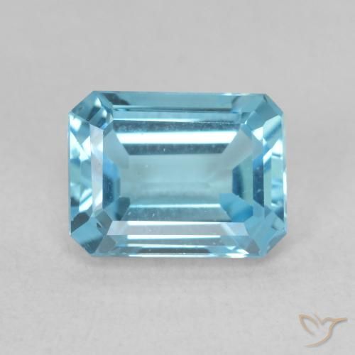 1.96ct Натуральный Свисс-Блю Топаз, Изумрудная огранка, Чистота VVS