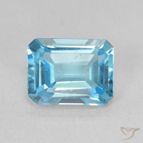 1.89ct Натуральный Свисс-Блю Топаз, Изумрудная огранка, Чистота VVS