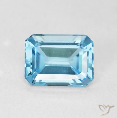 1.76ct Натуральный Свисс-Блю Топаз, Изумрудная огранка, Чистота VVS