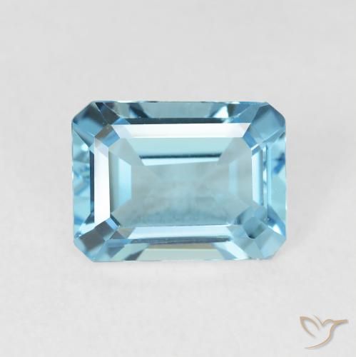 1.90ct Натуральный Свисс-Блю Топаз, Изумрудная огранка, Чистота VVS
