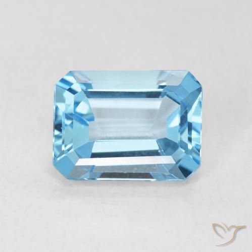 1.88ct Натуральный Небесно Голубой Топаз, Изумрудная огранка, Чистота VVS