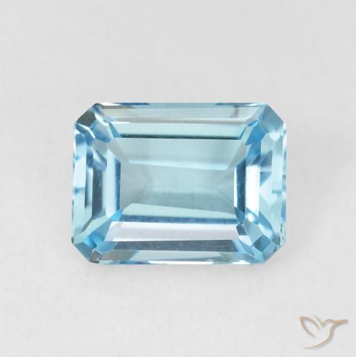 2.04ct Натуральный Небесно Голубой Топаз, Изумрудная огранка, Чистота VVS