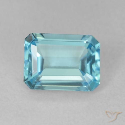 1.99ct Натуральный Свисс-Блю Топаз, Изумрудная огранка, Чистота VVS
