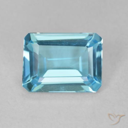 1.65ct Натуральный Свисс-Блю Топаз, Изумрудная огранка, Чистота VVS