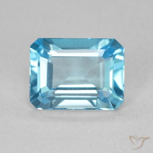 1.92ct Натуральный Свисс-Блю Топаз, Изумрудная огранка, Чистота VVS