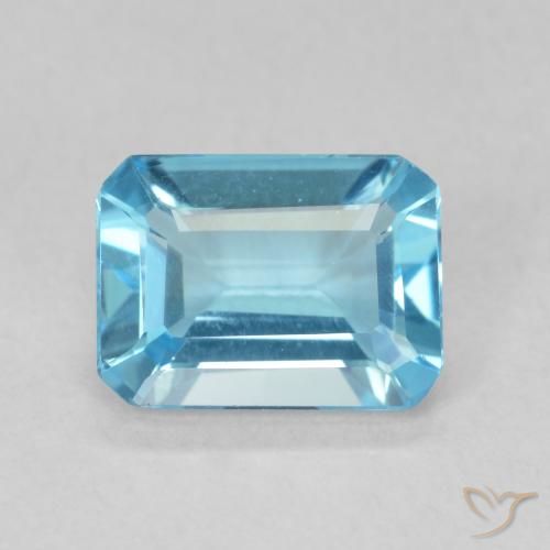 1.68ct Натуральный Свисс-Блю Топаз, Изумрудная огранка, Чистота VVS