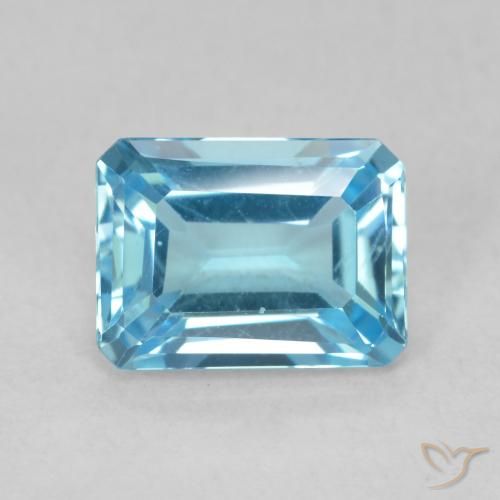 2.00ct Натуральный Свисс-Блю Топаз, Изумрудная огранка, Чистота VVS