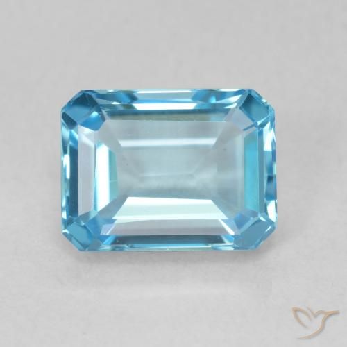 2.03ct Натуральный Свисс-Блю Топаз, Изумрудная огранка, Чистота VVS