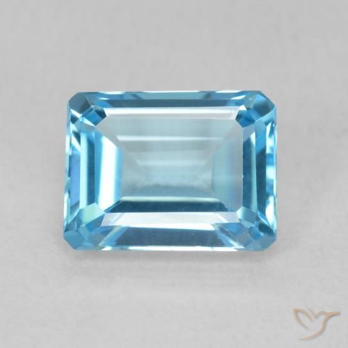 2.15ct Натуральный Свисс-Блю Топаз, Изумрудная огранка, Чистота VVS