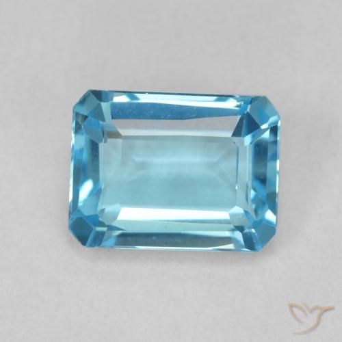 1.93ct Натуральный Свисс-Блю Топаз, Изумрудная огранка, Чистота VVS