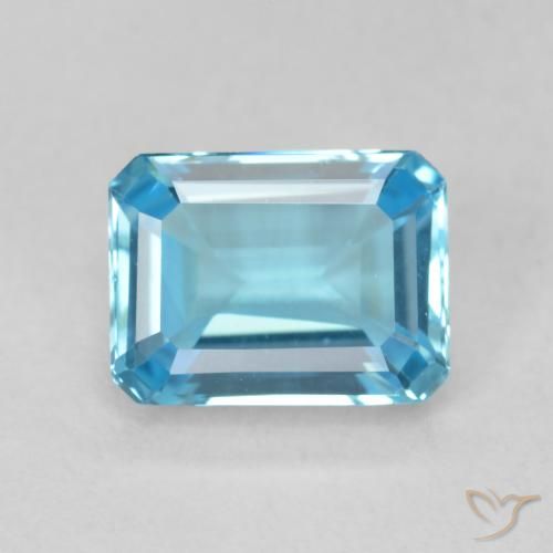 1.96ct Натуральный Свисс-Блю Топаз, Изумрудная огранка, Чистота VVS