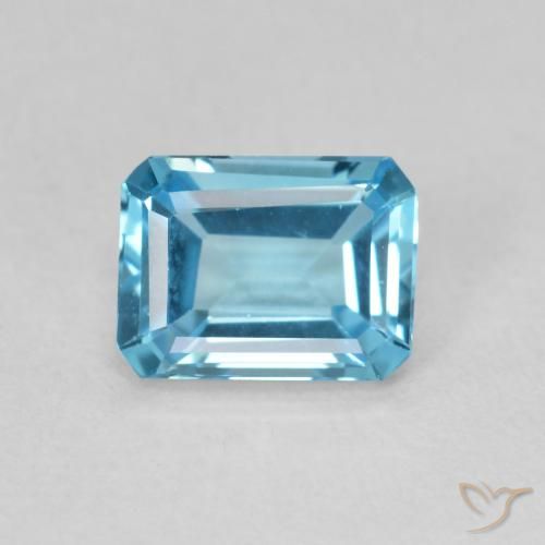 1.81ct Натуральный Свисс-Блю Топаз, Изумрудная огранка, Чистота VVS