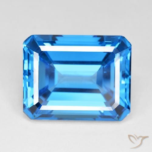 60.43ct Натуральный Глубокий швейцарский синий Топаз, Изумрудная огранка, IF