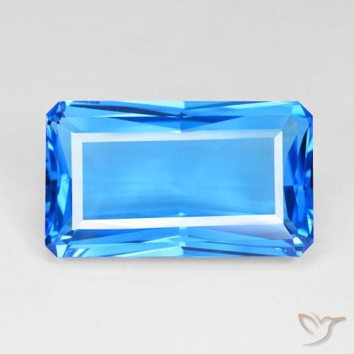 51.23ct Натуральный Глубокий швейцарский синий Топаз, Изумрудная огранка, IF
