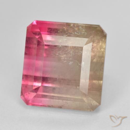 13.13ct Натуральный Двуцветный Турмалин, Изумрудная огранка, SI
