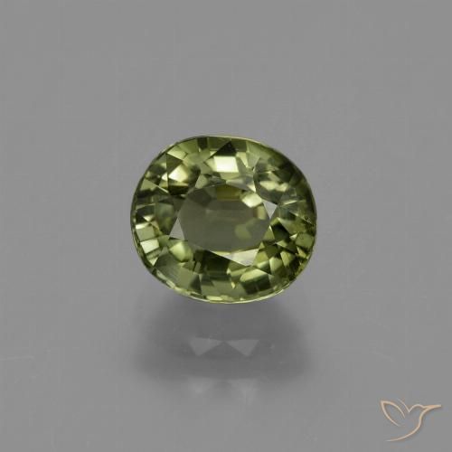 1.19ct Натуральный Средне-темно-зеленый Турмалин, Овал, Чистота VS