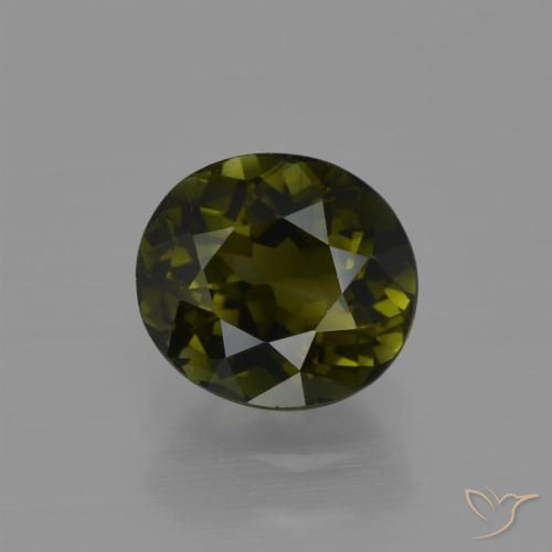 1.30ct Натуральный Коричневато-зеленый Турмалин, Овал, VVS-VS