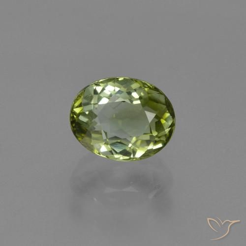 1.00ct Натуральный Желтовато-зеленый Турмалин, Овал, VVS-VS