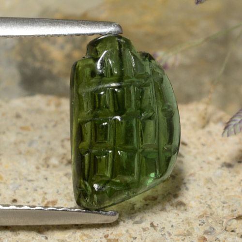 2.43ct Натуральный Травянисто-зелёный Турмалин, причудливая, Полупрозрачный