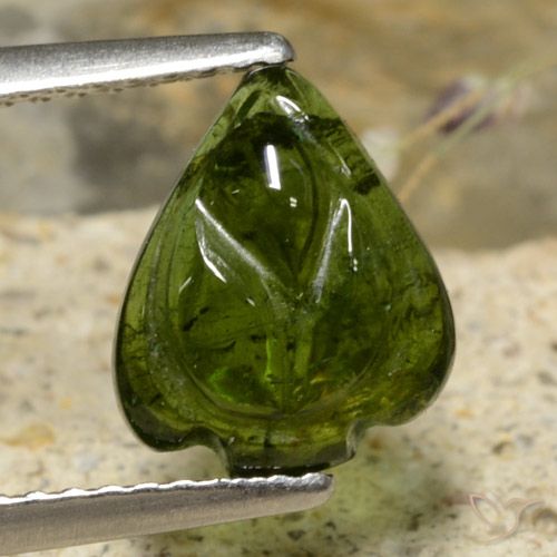 2.01ct Натуральный Травянисто-зелёный Турмалин, Огранка Цветок, Полупрозрачный