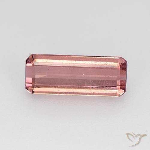 1.61ct Натуральный Оранжево-розовый Турмалин, Изумрудная огранка, Чистота VS