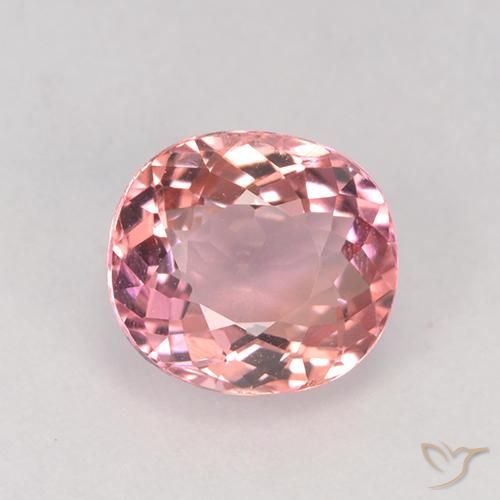 1.61ct Натуральный Светло-розовый Турмалин, Овал, VVS-VS