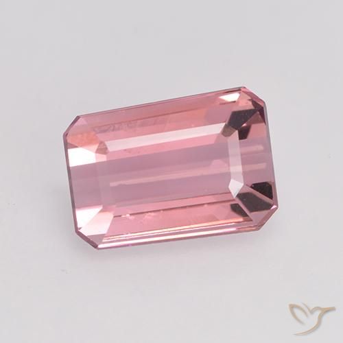 1.41ct Натуральный Оранжево-розовый Турмалин, Изумрудная огранка, VVS-VS