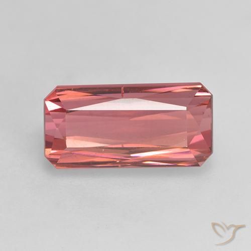 3.90ct Натуральный Красновато-розовый Турмалин, Изумрудная огранка, VS-SI