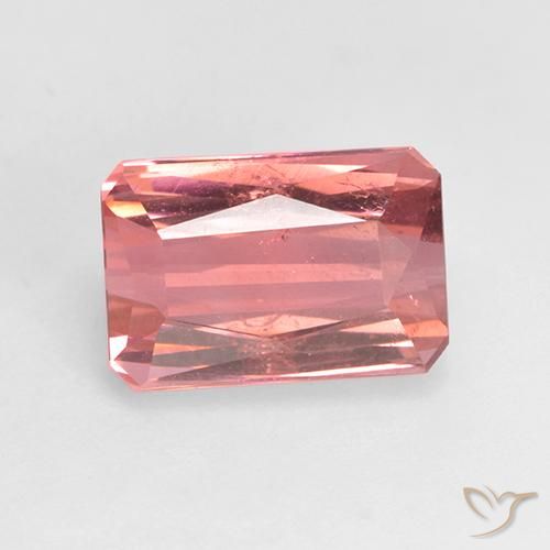 2.38ct Натуральный Темно-оранжевый розовый Турмалин, Изумрудная огранка, Чистота VS